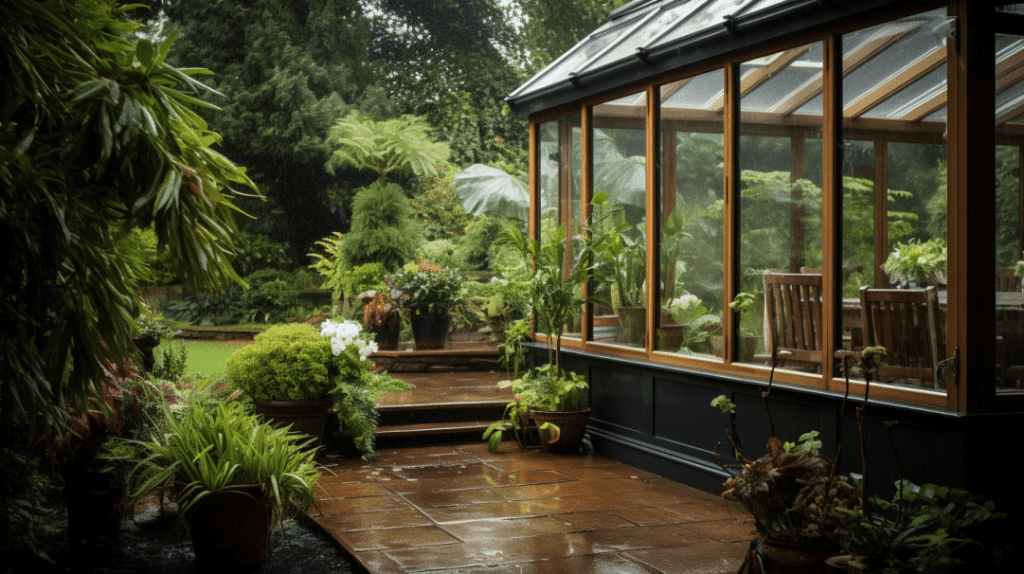 conservatory with rain and condensation