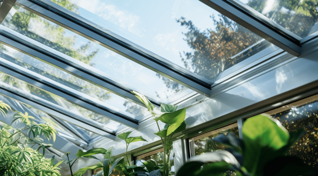 Clear glass conservatory roof