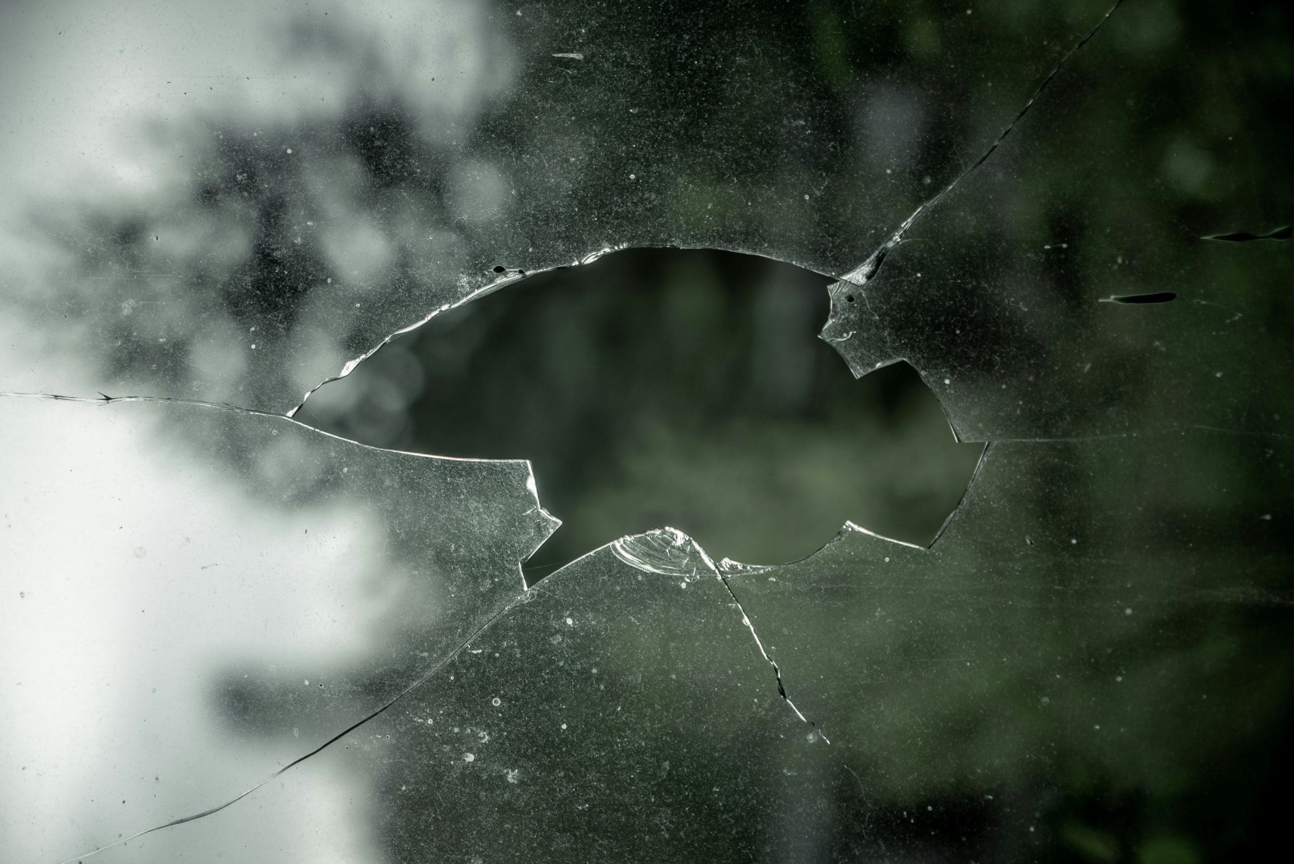 cracked broken glass conservatory roof
